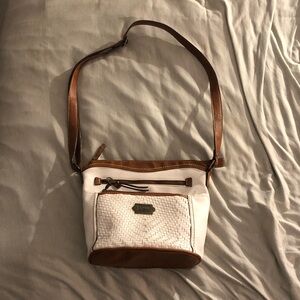 Brown and White Crossbody Bag
